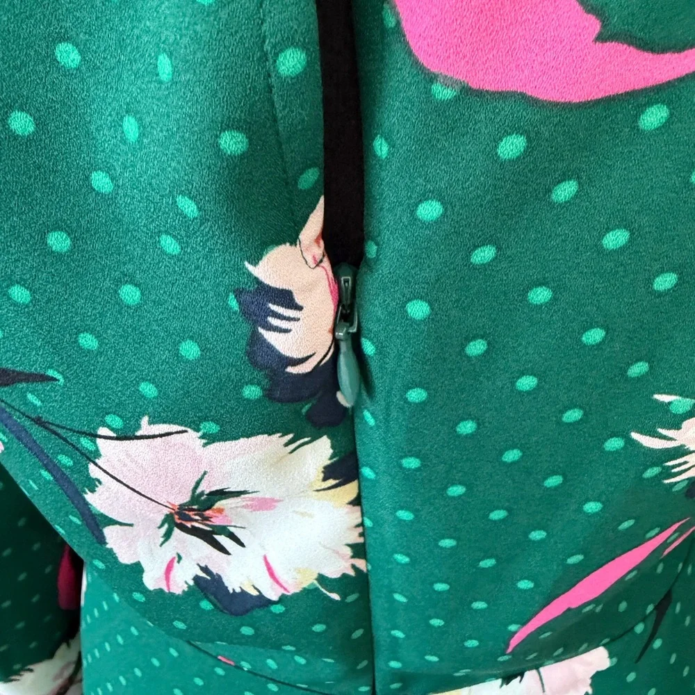 Green Floral Wrap Midi Dress - Picture 4 of 14